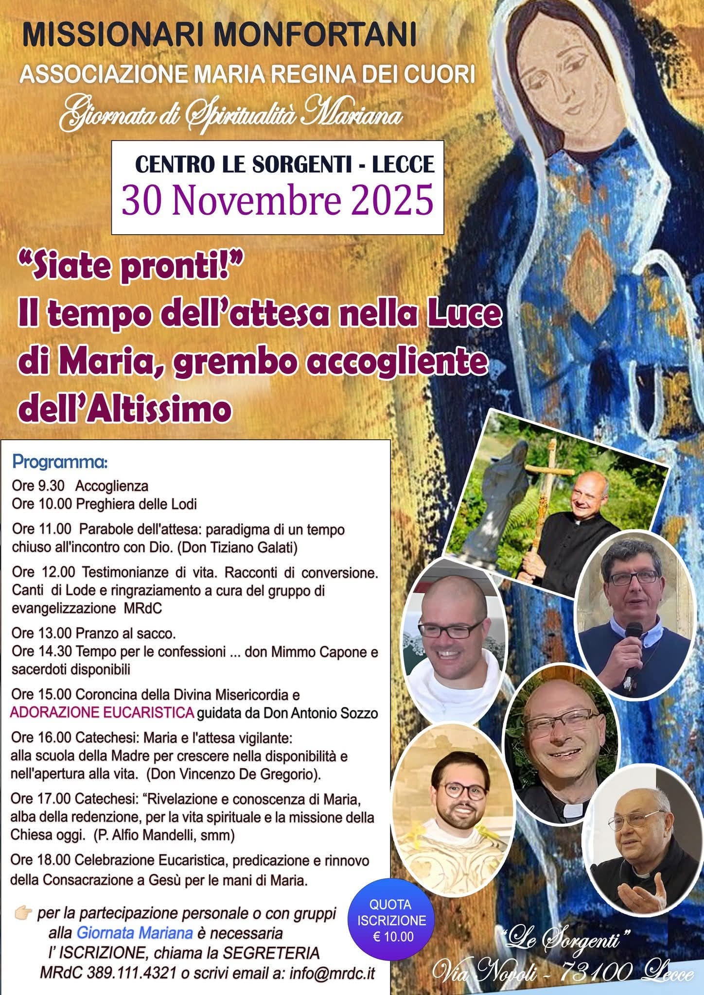 "Tempo di attesa nella Luce di Maria" - GIORNATA DI SPIRITUALITÀ MARIANA a Lecce